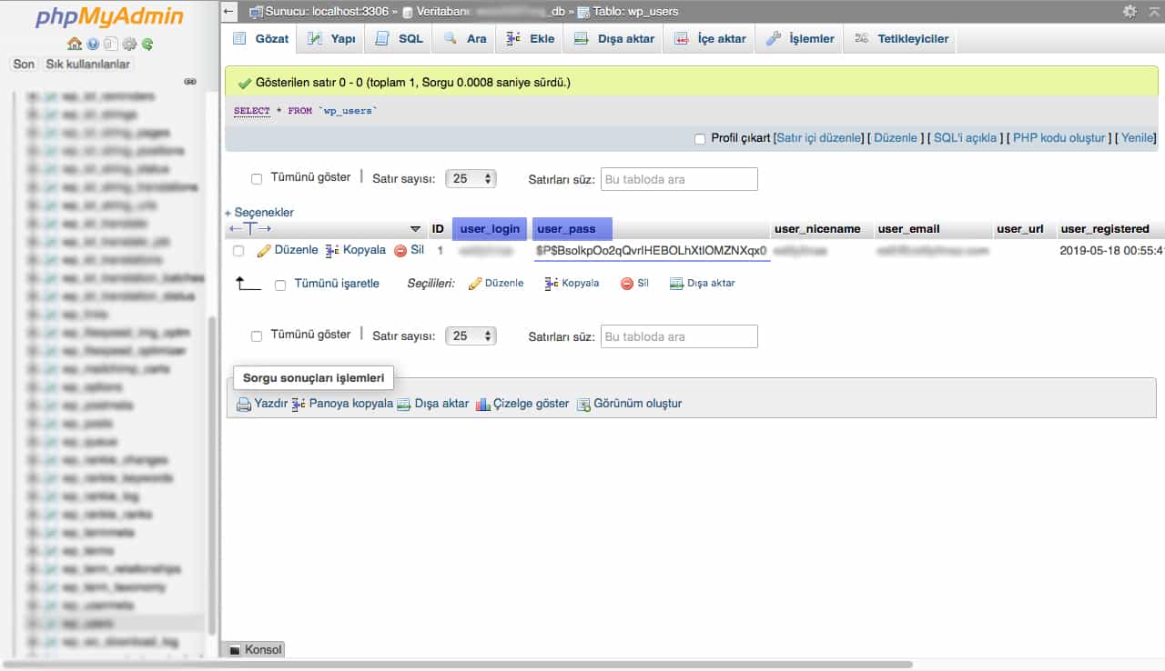 Wordpress Şifre Sıfırlama